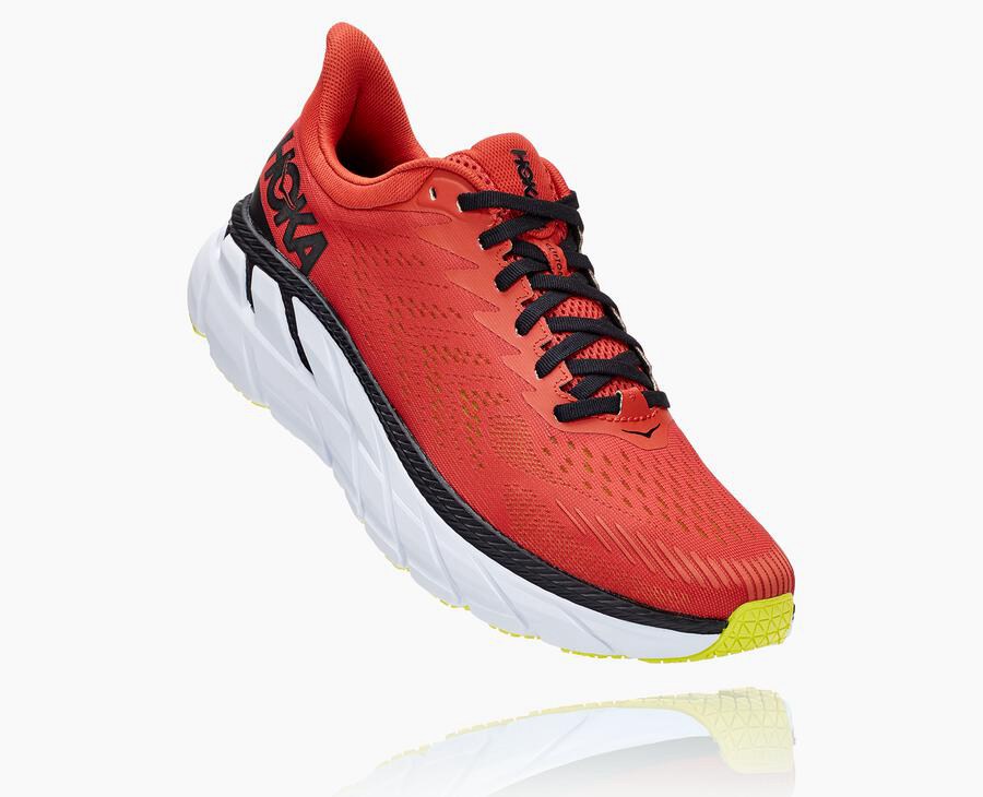 Hoka One One Clifton 7 - Men Running Shoes - Red,Australia INS-851490